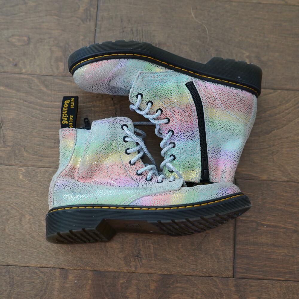 Dr. Martens 1460 Pascal Kids Rainbow Glitter Boots Size US 3